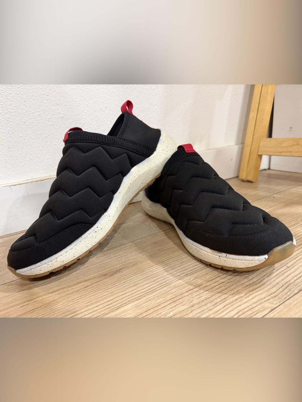 Dr. Scholl's Black Quilted Slip-On Sneakers with Red Heel Tabs